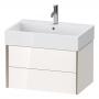 Фото Duravit XViu Тумба подвесная 397x684x454мм, для раковины #235070, 2 ящика, цвет: белый глянцевый/champagne matt