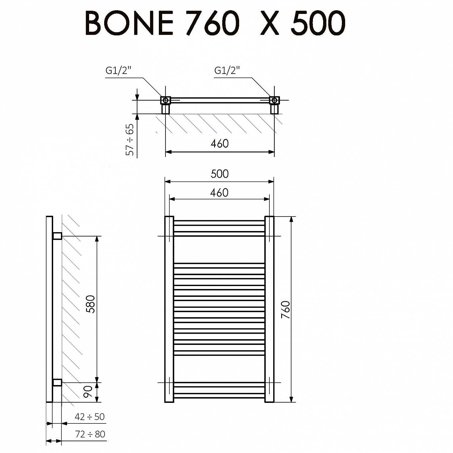 Фото Полотенцесушитель Terma BONE 760/500 RAL 9005 черный матовый