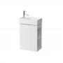 Фото Laufen Kartell Тумба под раковину 815335, 440х270х600 мм, петли слева, полка открытая  справа, цвет: белый матов