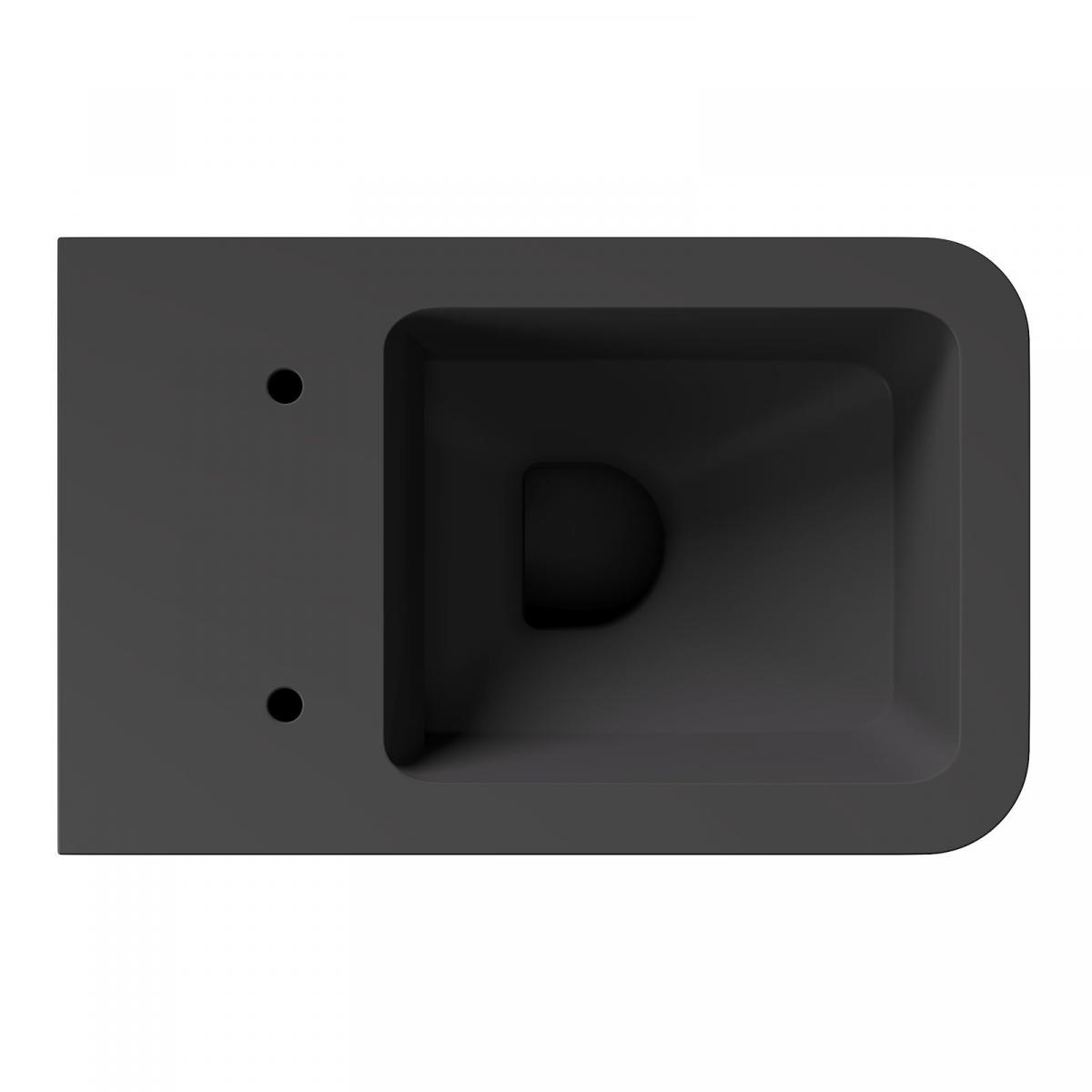 Фото Alice Hide Square Унитаз подвесной 550*350, безободковый, черный матовый  (без сиденья)
