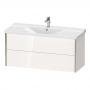 Фото Duravit XViu Тумба подвесная 565x1210x469мм, для раковины #233212, 2 ящика, цвет: белый глянцевый/champagne matt