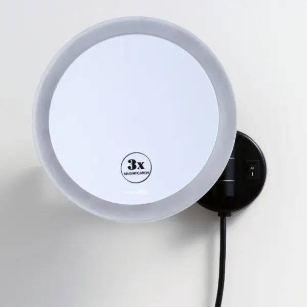 Фото Зеркало WasserKraft K-1004BLACK с LED-подсветкой, 3-х кратным увеличением