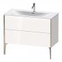Фото Duravit XViu Тумба подвесная 591x1010x480мм, для раковины #234410, 2 ящика, цвет: белый глянцевый/champagne matt