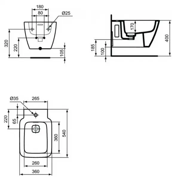 Фото Комплект 2 в 1 биде + инсталляция Ideal Standard Strada II D387001