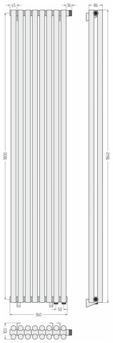 Фото ДР Сунержа Эстет-11 н/ж EU50 1800х360 / 8 сек (Без покрытия)