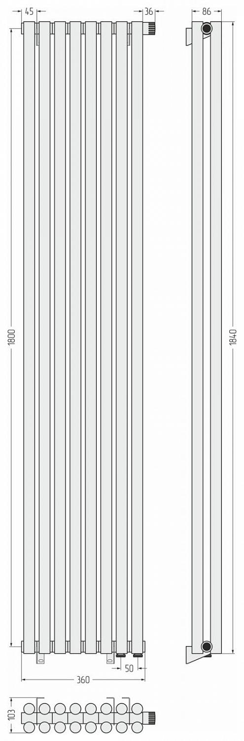 Фото ДР Сунержа Эстет-11 н/ж EU50 1800х360 / 8 сек (Без покрытия)