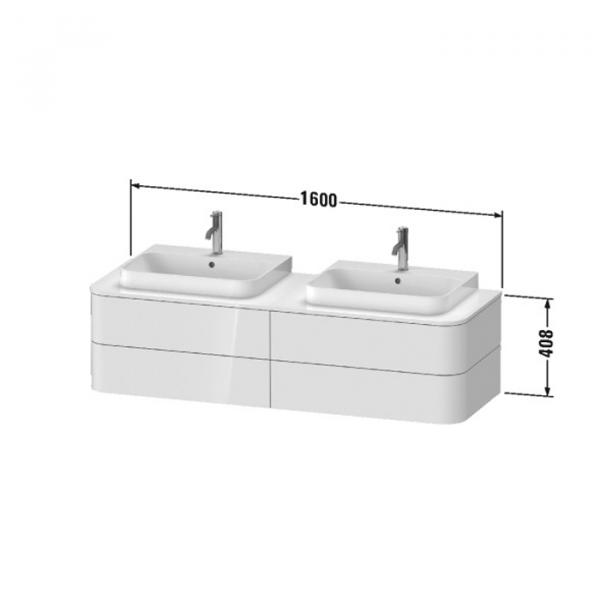 Фото Duravit Happy D.2 Plus Столешница 16x1600x550мм для тумбы #HP4936, HP4946, HP4956, HP4964, HP4974 с вырезами под 2 раковины, цвет: белый глянцевый
