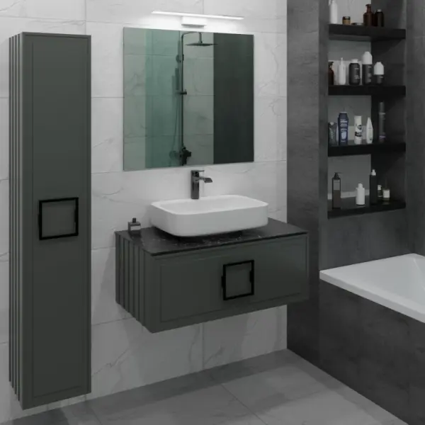 Фото Шкаф-пенал La Fenice Cubo Grigio 30 см серый матовый