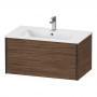 Фото Duravit XViu Тумба подвесная 400x810x480мм, для раковины #233683, 234583, 234683, 1 ящик, цвет: walnut dark/черный матовый