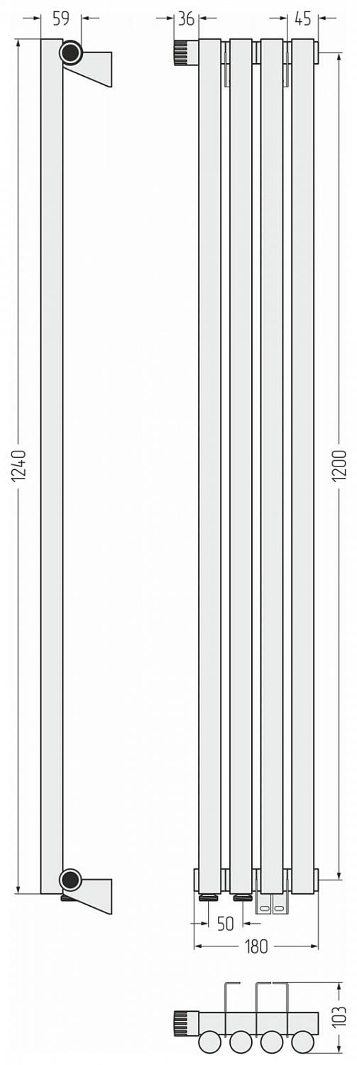 Фото ДР Сунержа Эстет-1 н/ж EU50 левый 1200х180 / 4 сек (Золото)
