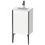 Фото Duravit XViu Тумба подвесная 591x430x310мм под раковину # 073345, 1 дверца, петли слева, ножки не вкл., цвет: белый глянцевый / края: чёрный матовый