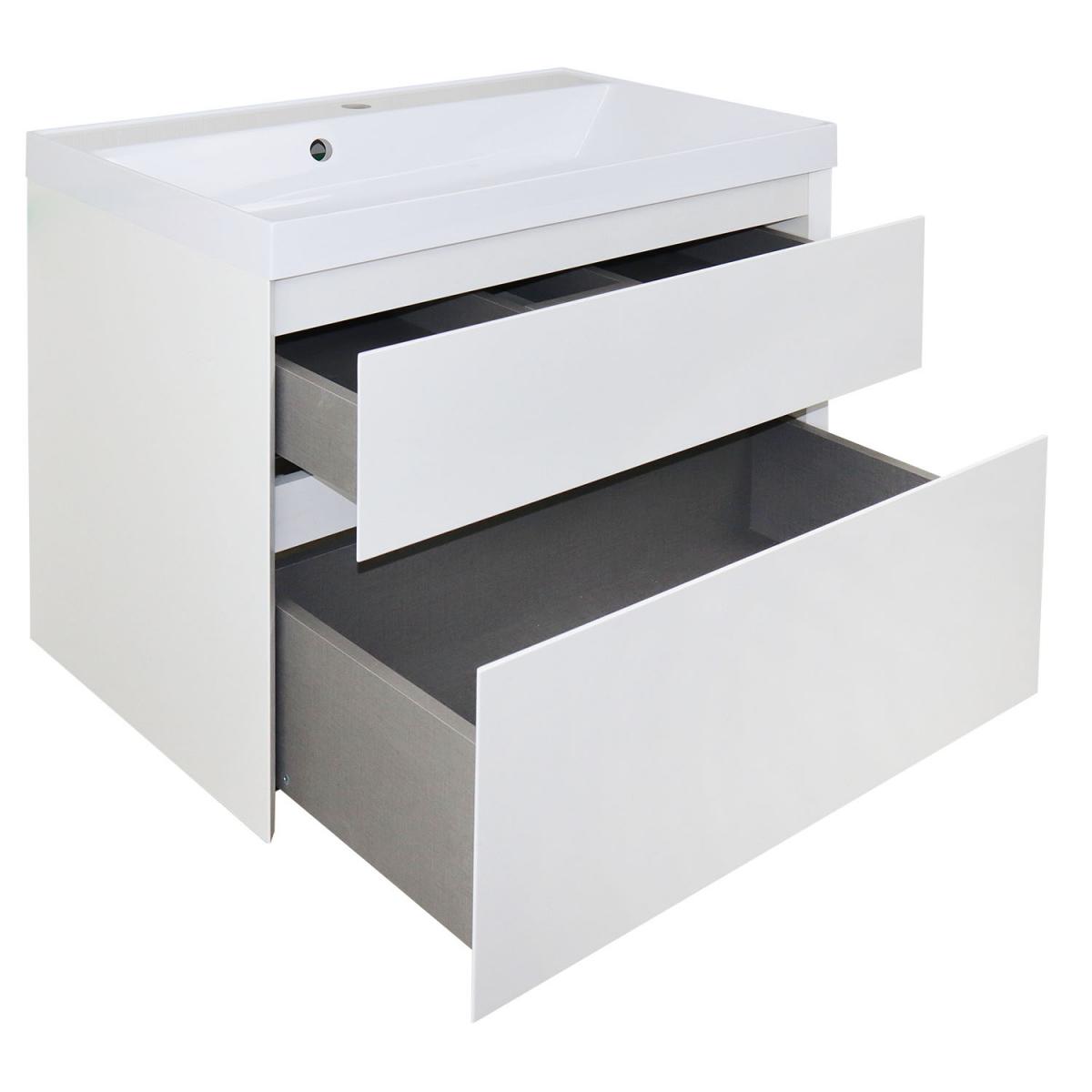 Фото Комплект тумба Azario Velluto 80 800х450х660 подвесная, с раковиной Slim 80, белый матовый (CS00088603)