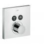 Фото Axor ShowerSelect Термостатический смеситель с двумя запорными клапанами, квадратный, внешняя часть, цвет: хром