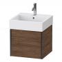 Фото Duravit XViu Тумба подвесная 397x484x454мм, для раковины #235050, 1 ящик, цвет: walnut dark/черный матовый