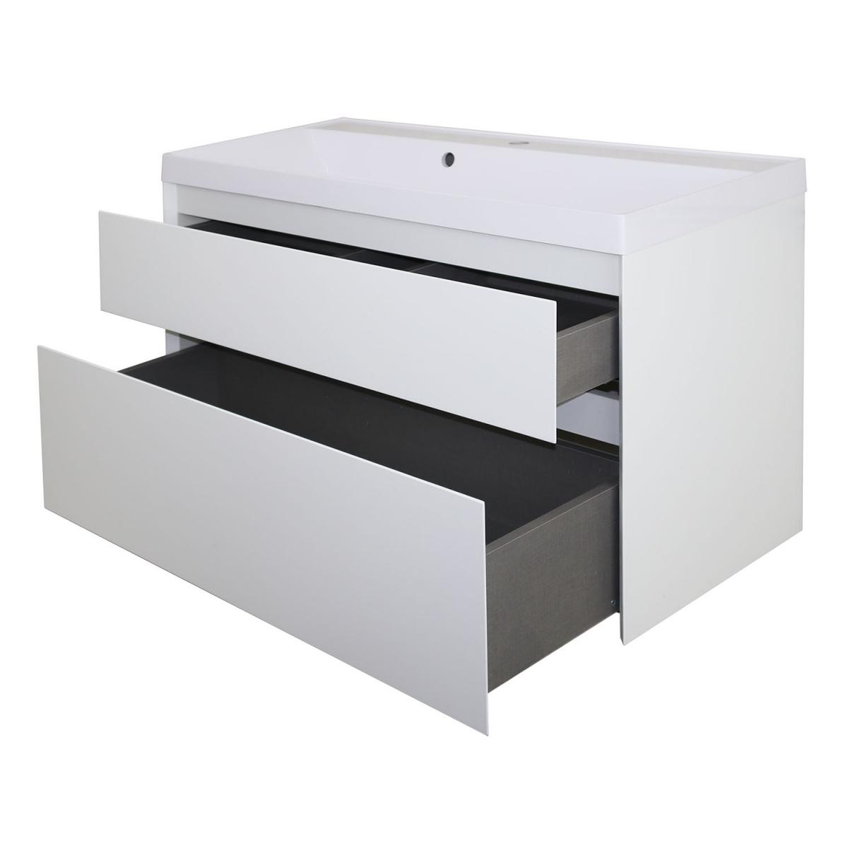Фото Комплект тумба Azario Velluto 100 1000х450х660 подвесная, с раковиной Slim 100, белый матовый (CS00088604)