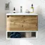 Фото Тумба с раковиной STWORKI Карлстад 60 дуб рустикальный, с белой полкой
