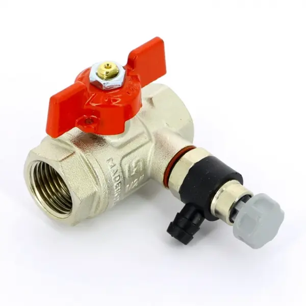 Фото Кран шаровой ВВ с дренажным вентилем UNI-FITT 1/2" заглушка 1/4" бабочка (115T2000)
