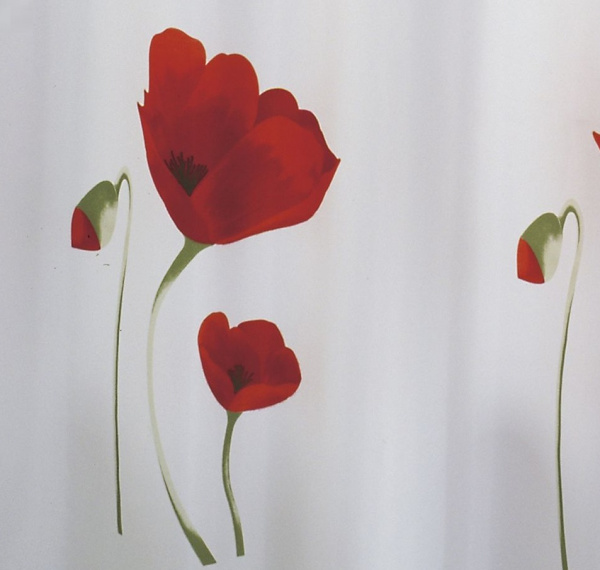 Фото Штора для ванных комнат Mohn красный 180*200