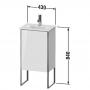 Фото Duravit XSquare Тумба напольная под раковину # 073345, 1 дверца, петли справа, 592x430x308мм, цвет White High Gloss