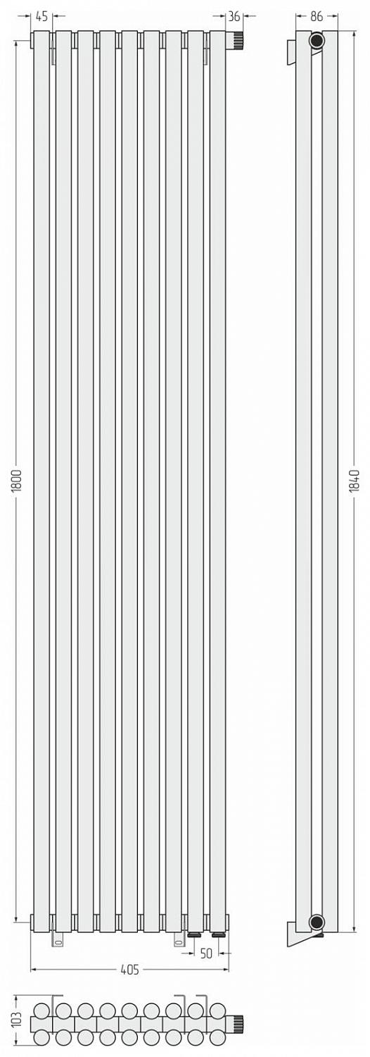 Фото ДР Сунержа Эстет-11 н/ж EU50 1800х405 / 9 сек (Матовый белый)