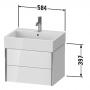 Фото Duravit XViu Тумба подвесная 397x584x454мм, для раковины #235060, 2 ящика, цвет: walnut dark/черный матовый
