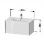 Фото Duravit XViu Тумба подвесная 400x810x480мм, для раковины #233683, 234583, 234683, 1 ящик, цвет: walnut dark/черный матовый