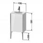 Фото Duravit XViu Тумба подвесная 591x430x310мм под раковину # 073345, 1 дверца, петли слева, ножки не вкл., цвет: белый глянцевый / края: чёрный матовый