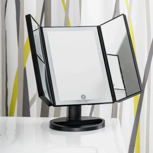 Фото Зеркало косметич. настольное Vivian M 1х/2х/5х-увелич. LED сенсор USB чёрный