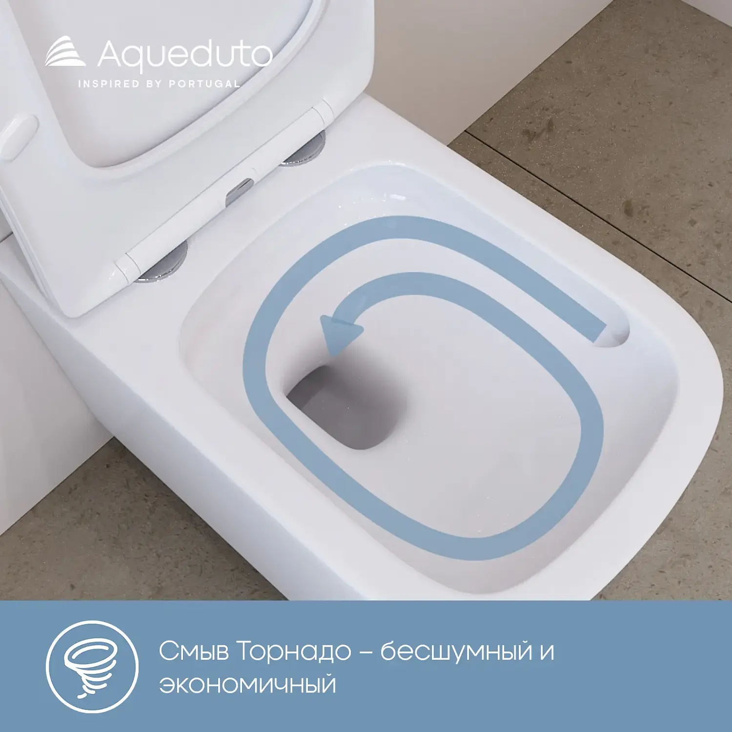 Фото Aqueduto MACIO Plus Унитаз подвесной 525*345 безободковый, Tornado, сиденье с микролифтом, белый матовый