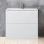 Фото Тумба с раковиной BelBagno Albano 90 напольная, bianco lucido (ALBANO-900-2C-PIA-BL+BB900/455-LV-MR-ALR)