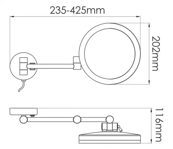 Фото Зеркало WasserKraft K-1004 с LED-подсветкой, 3-х кратным увеличением