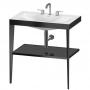 Фото Duravit XViu Консоль напольная, 850x800x480мм с полкой, с раковиной без перелива, 3 отв., цвет: black matt/black high gloss lacquer