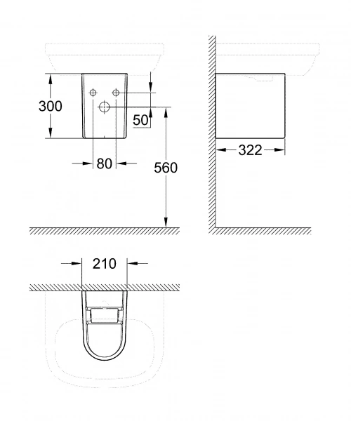 Фото Полупьедестал для раковины GROHE Euro Ceramic, белый (39201000)