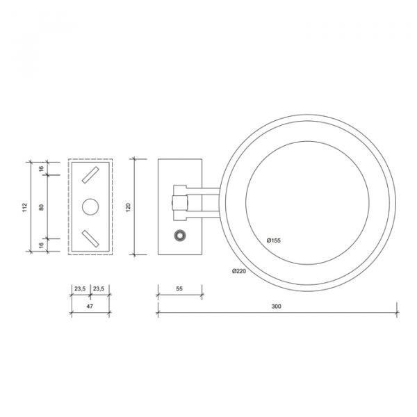 Фото Decor Walther BS 36 LED Косметическое зеркало 22см, подвесное, увел. 3x, подсветка LED, цвет: золото
