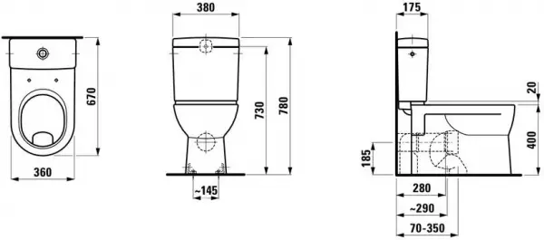 Фото Унитаз-компакт Laufen PRO 8.2495.9.000.000.1+8.2695.3.000.873.1+8.9195.0.300.003.1