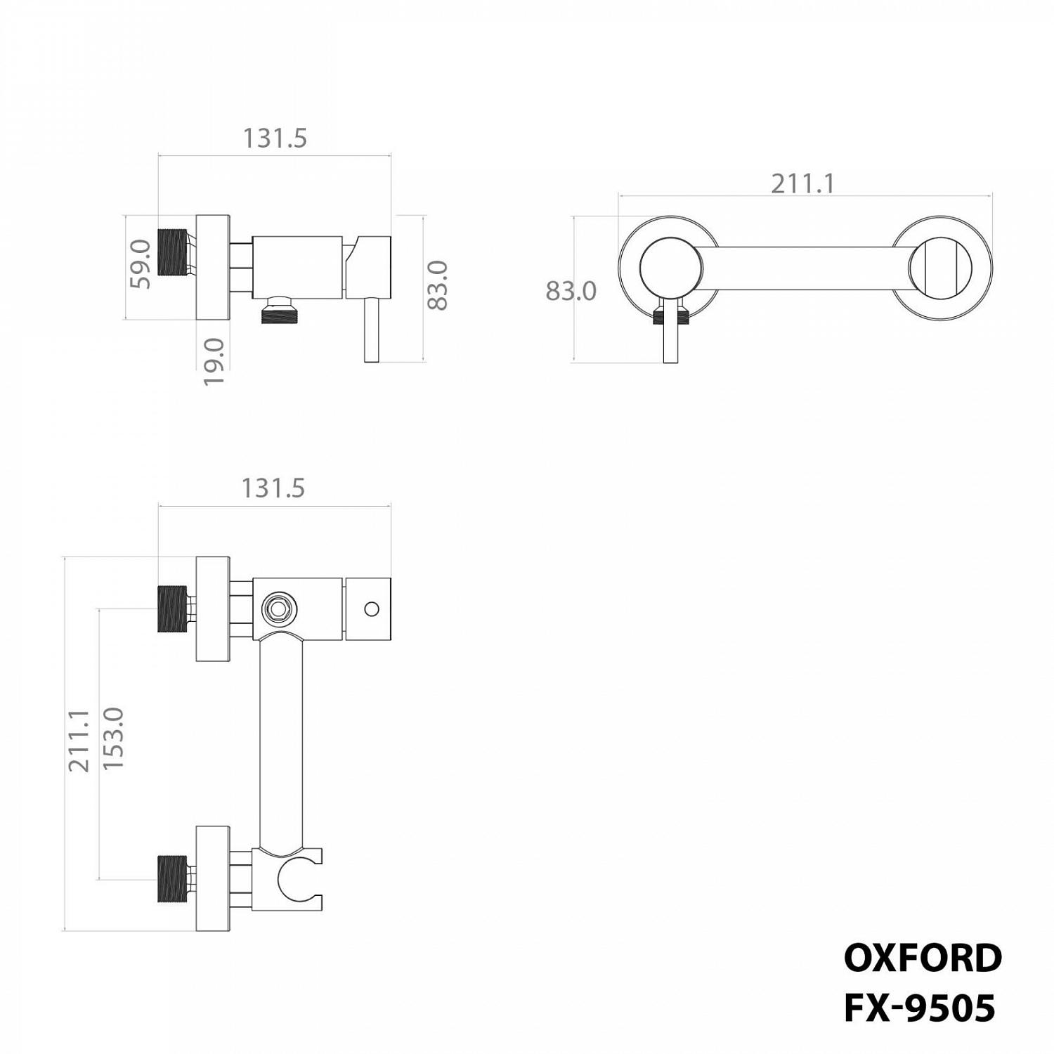 Фото Смеситель с гигиеническим душем Fixen OXFORD однорычажный, керамический картридж, черный (FX-9505B)