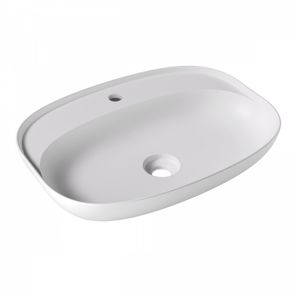 Фото Alice Form Раковина Oval 60x45хВ12 Plan, накладная, с отверстием под смеситель, белый матовый