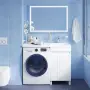 Фото Тумба с умывальником напольная для стиральной машины с дверцами, 110 см, левая, белая, IDDIS Optima Home (PH11LDi95K)