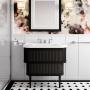 Фото Devon&Devon Metropolitan ceramic Тумба из лакир дерева DEEP BLACK  89х87.5 с раковиной из белой керамики на 3 отв, планки крашенное дерево DEEP BLACK
