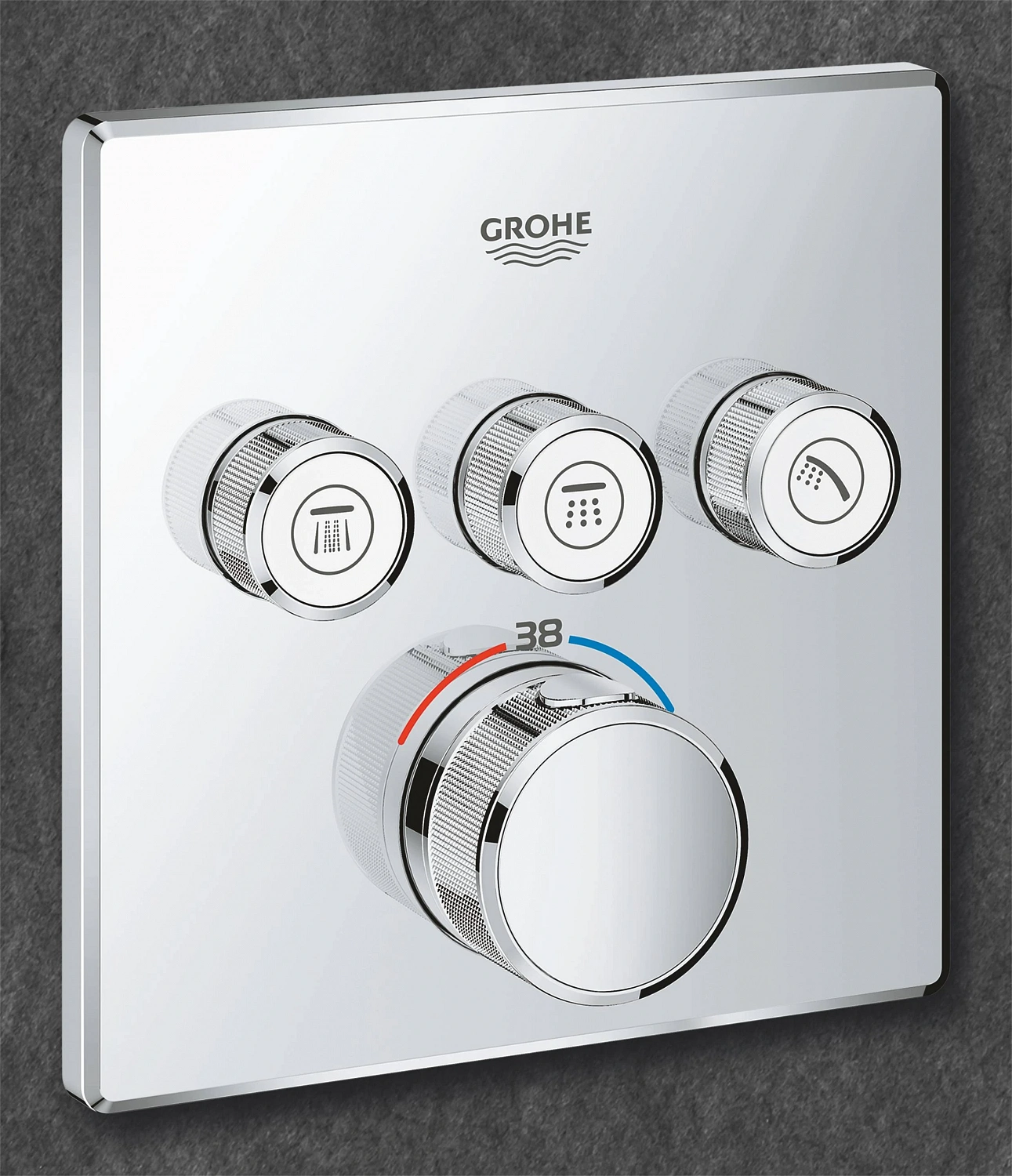 Фото 29126000 Grohtherm SmartControl Внешняя часть термостатического смесителя на 3 выхода, хром