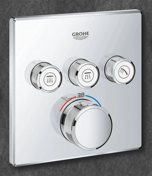 Фото 29126000 Grohtherm SmartControl Внешняя часть термостатического смесителя на 3 выхода, хром
