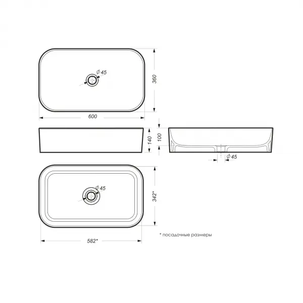 Фото Умывальник накладной Sanita Luxe INFINITY SLIM INF60SLWB01S
