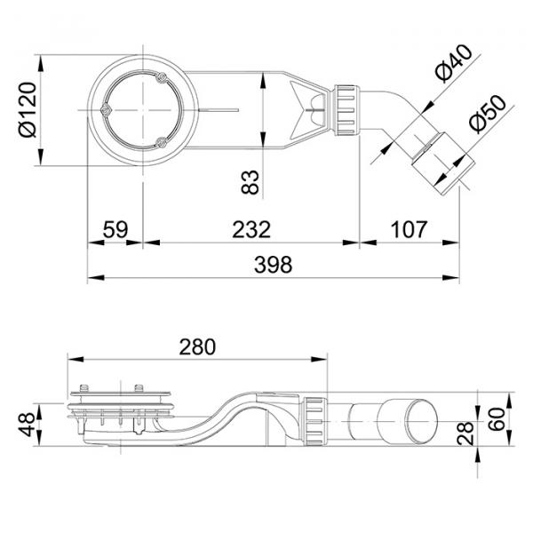 Фото BETTE Floor Сифон для поддона d90 см, цвет антрацит