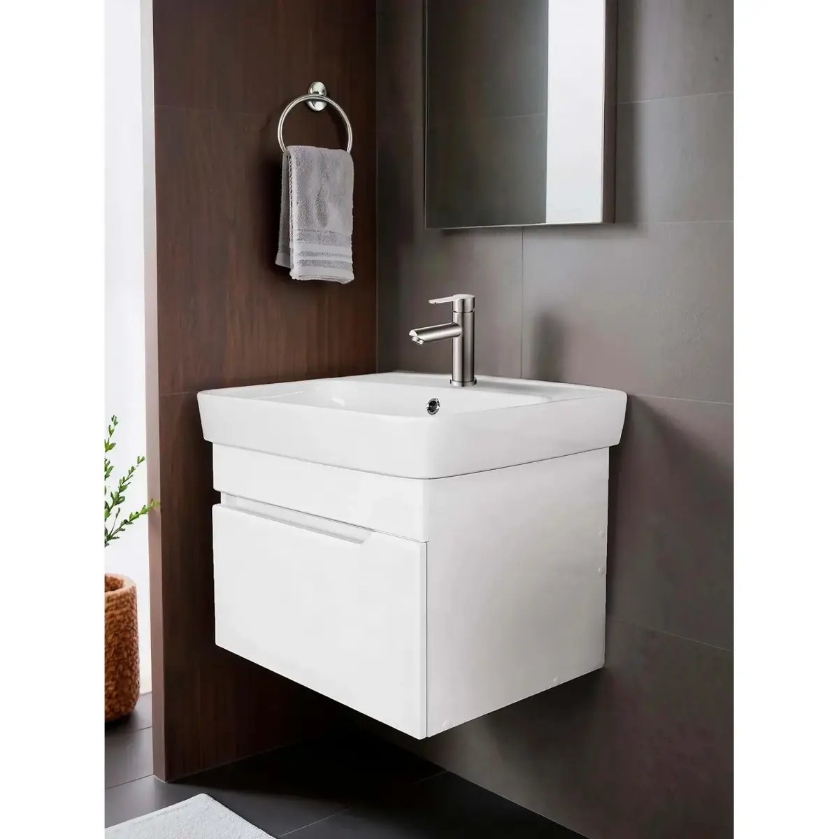 Фото Комплект Тумба Loranto Mari NEW 600х420х490 подвесная, с раковиной Сканди 60, белый (CS00105327)