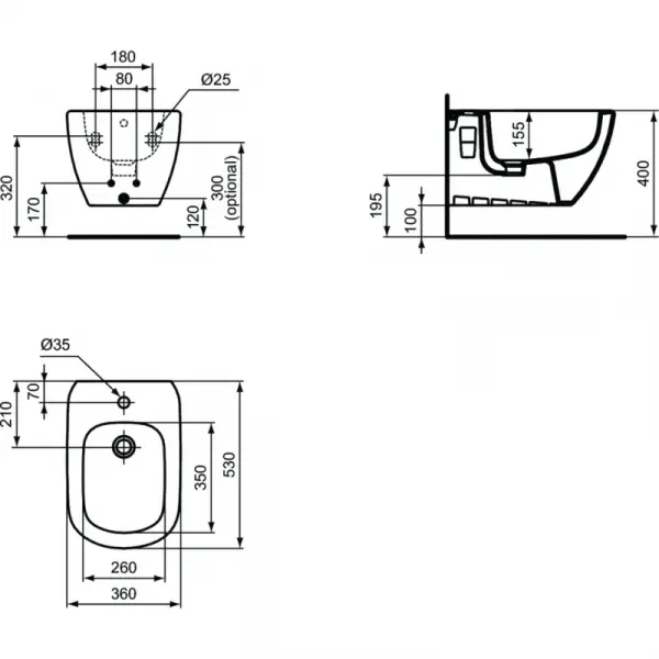 Фото Комплект биде с инсталляцией Ideal Standard Tesi D3868V1 подвесное, белое
