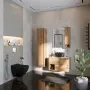 Фото Тумба с раковиной STWORKI Карлстад 75 дуб рустикальный, роверелла, с отверстием для смесителя в столешнице
