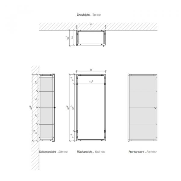 Фото Decor Walther Glas S 3 Шкафчик подвесной 35x19x40см, цвет: черный матовый