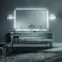 Фото VITAGE milldue edition Hilton Тумба под две раковины 2168х549х770мм, с бок стенками, 4 ящика с ручками, 4 ножки, фурнитура сталь, отделка зеркало Fume