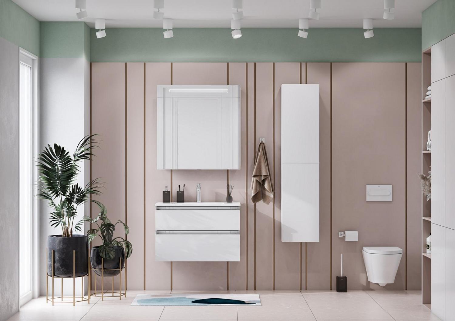 Фото Тумба под раковину Roca THE GAP 800 мм, 2 ящика, подвесная, белый глянец (A857399806)