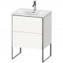 Фото Duravit XSquare Тумба напольная под раковину # 234463, 2 яшика, встроенные ножки с регулировкой по высоте, 592x610x478мм, цвет White High Gloss